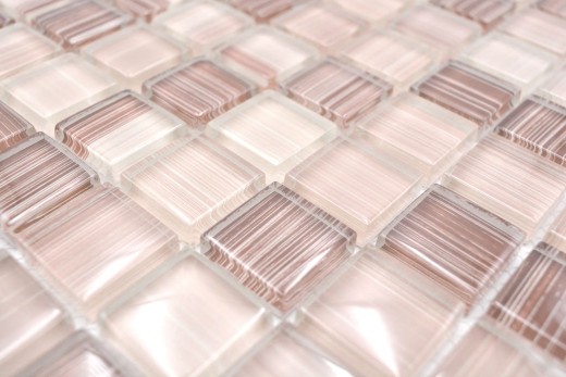 Piastrella di vetro a mosaico Stile beige marrone per lalzatina della cucina MOS74-1209