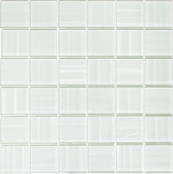 Piastrella di mosaico dipinta a mano Mosaico di vetro bianco traslucido Cristallo ologramma Codice a barre bianco MOS110-0104_m