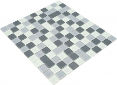Piastrelle di mosaico bianco grigio antracite mosaico di vetro BAGNO WC cucina MURO pannello di mosaico MOS62-0204