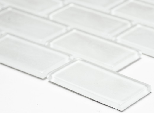 Mosaico composito bianco con punto mattone mosaico vetroso BAGNO WC cucina PARETE MOS66-0102