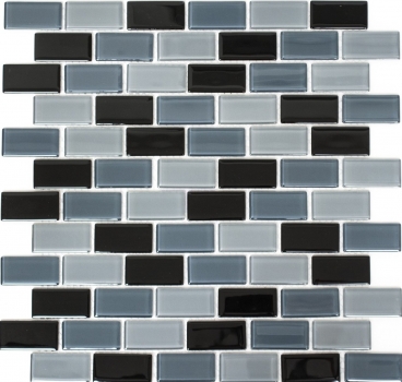 Piastrella di mosaico dipinta a mano Nero traslucido Brick Mosaico di vetro Cristallo nero MOS66-0208_m