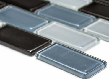 Piastrella di mosaico dipinta a mano Nero traslucido Brick Mosaico di vetro Cristallo nero MOS66-0208_m