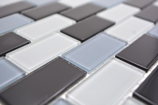 Mosaico composito grigio antracite nero mattone vetro mosaico BAGNO WC cucina MOS66-0208