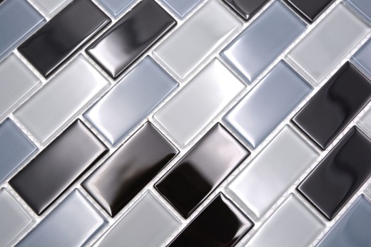 Mosaico composito grigio antracite nero mattone vetro mosaico BAGNO WC cucina MOS66-0208