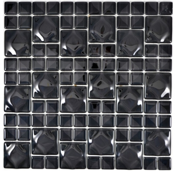 Piastrella di mosaico dipinta a mano nero traslucido 3D nero Red Dot Design MOS68-0305_m