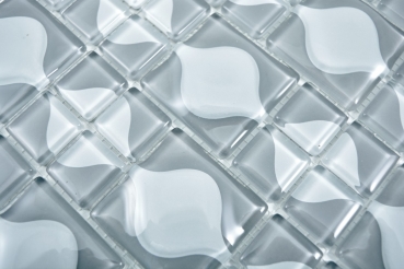 Piastrella a mosaico Grigio traslucido 3D grigio Red Dot Design BAGNO WC Cucina MURO MOS68-0215_f | 10 tappetini a mosaico