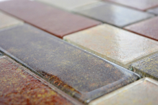 Piastrella a mosaico Marrone traslucido Composito per muratura Marrone arrugginito MOS68-1379L_f | 10 tappetini a mosaico