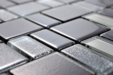 Mosaico di vetro Piastrelle di mosaico Backsplash di piastrelle grigio antracite nero combinazione iridescente MOS68-035B