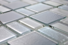 Piastrella di mosaico modellata a mano Combinazione di grigio traslucido e grigio cangiante MOS68-0213G_m