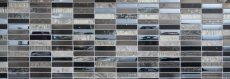 Mosaico rettangolare tessere di vetro mosaico composito acciaio inox argento grigio blu nero rivestimento cucina - MOS87-58X