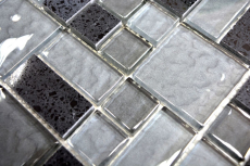 Mano modello mosaico piastrelle traslucido composito nero combinazione di vetro mosaico cristallo artificiale nero MOS88-K989_m