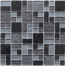 Pietra artificiale mosaico di vetro Piastrelle di mosaico composito nero grigio scuro antracite Piastrelle backsplash cucina - MOS88-K989