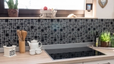 Pietra artificiale mosaico di vetro Piastrelle di mosaico composito nero grigio scuro antracite Piastrelle backsplash cucina - MOS88-K989