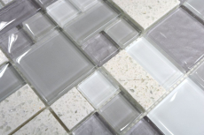 Pietra artificiale vetro mosaico tessere di mosaico composito bianco antico bianco grigio chiaro antracite piastrelle backsplash muro - MOS88-K990
