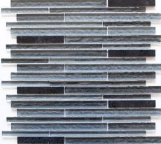 Piastrella di mosaico dipinta a mano Composito traslucido nero Mosaico di vetro multistrato Cristallo artificiale nero MOS86-MS89_m