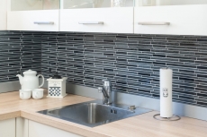 Mosaico di vetro pietra artificiale tondini mosaico composito nero antracite grigio scuro parete rivestimento cucina WC - MOS86-MS89