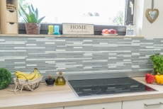 Mosaico di vetro pietra artificiale aste mosaico piastrelle composito bianco vecchio bianco grigio chiaro antracite piastrelle backsplash parete bagno - MOS86-MS90