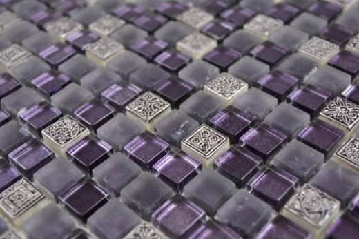 Piastrella di vetro a mosaico viola in resina smerigliata opaca piastrella per cucina WC BAGNO - MOS92-1107