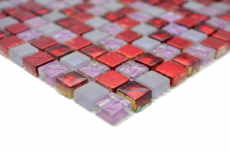Piastrella di vetro a mosaico rosso rosa resina opaca smerigliata backsplash cucina - MOS92-0911