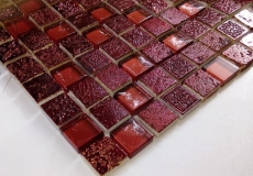 Pietra artificiale mosaico rustico tessere di vetro mosaico resina rosso scuro rosso fuoco BAD WC cucina splashback piastrella parete posteriore - MOS82-0906