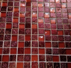 Pietra artificiale mosaico rustico tessere di vetro mosaico resina rosso scuro rosso fuoco BAD WC cucina splashback piastrella parete posteriore - MOS82-0906