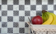 Piastrella di mosaico argento vetro mosaico resina aspetto argento piastrelle backsplash cucina parete MOS88-8OP6