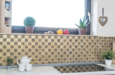 Mosaico di vetro oro mosaico piastrelle resina aspetto piastrelle backsplash cucina doccia parete MOS88-8OP7