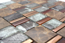 Marmo vetro mosaico piastrelle marrone rame grigio antracite backsplash parete bagno cucina WC - MOS88-1220