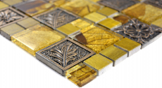 Piastrella di mosaico dipinta a mano Oro traslucido Combinazione di mosaico di vetro Cristallo Resina oro Ornamento MOS88-0790_m