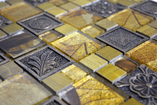 Piastrella di mosaico dipinta a mano Oro traslucido Combinazione di mosaico di vetro Cristallo Resina oro Ornamento MOS88-0790_m