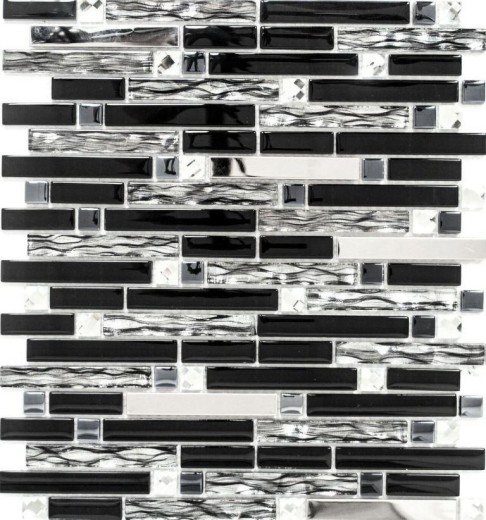 Aste per mosaico di vetro tessere per mosaico in acciaio inox nero argento MOS86-0302