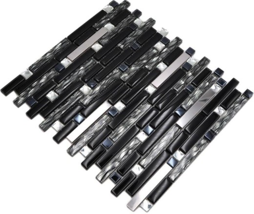 Aste per mosaico di vetro tessere per mosaico in acciaio inox nero argento MOS86-0302