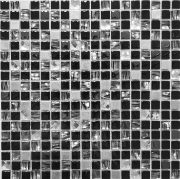 Piastrella di mosaico dipinta a mano Acciaio inox traslucido nero Mosaico di vetro Acciaio cristallo nero Vetro MOS92-0304_m