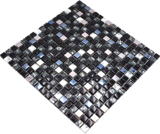 Mosaico di vetro pietra naturale mosaico piastrelle acciaio inox nero backsplash piastrelle cucina piastrelle bagno - MOS92-0304