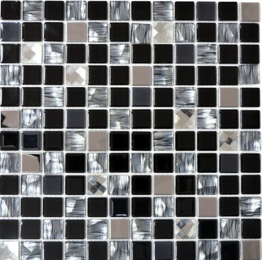 Mosaico in acciaio inox mosaico di vetro antracite argento nero MOS63-CM-426