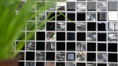 Mosaico in acciaio inox mosaico di vetro antracite argento nero MOS63-CM-426