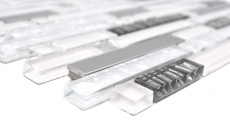 Aste di mosaico in vetro tessere di mosaico in acciaio inox bianco argento MOS86-0104