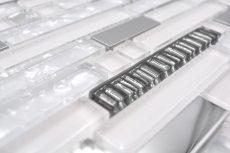 Aste di mosaico in vetro tessere di mosaico in acciaio inox bianco argento MOS86-0104