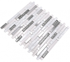 Aste di mosaico in vetro tessere di mosaico in acciaio inox bianco argento MOS86-0104