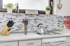 Aste di mosaico in vetro tessere di mosaico in acciaio inox bianco argento MOS86-0104