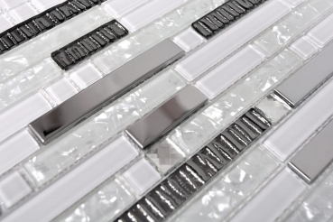 Aste per mosaico di vetro in acciaio inox bianco argento parete cucina piastrellata MOS67-GV498