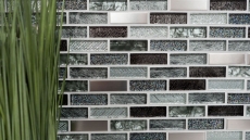 Aste di mosaico in vetro tessere di mosaico in acciaio inox glitter argento grigio antracite nero MOS87-IL017