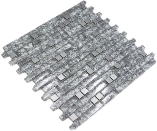 Aste per mosaico di vetro Tessere per mosaico in acciaio inox antracite verde-grigio pietra verde MOS87-MV728