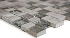 Piastrelle di mosaico composito in resina ceramica grigio bianco grigio chiaro crema beige multiformato mosaico di vetro backsplash - MOS82-2002