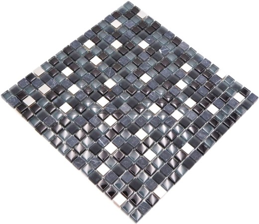 Mosaico di vetro mosaico di pietra naturale acciaio inox nero antracite grigio scuro argento piastrelle backsplash cucina piastrelle - MOS92-0203