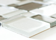 Piastrelle di mosaico alluminio tipo beige chiaro combinazione vetro pietra alluminio bianco e beige MOS49-FK01_f
