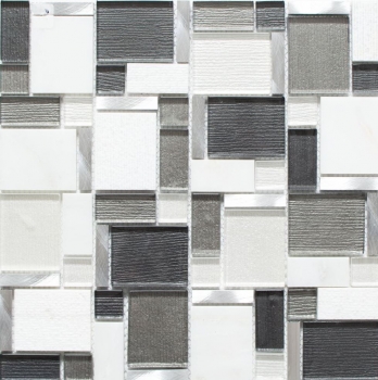 Pietra naturale vetro mosaico piastrelle alluminio bianco grigio antracite fango backsplash parete bagno - MOS49-FK02