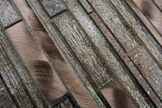 Campione a mano di mosaico Piastrella specchio traslucido alluminio beige rame mosaico di vetro composito Pietra di cristallo alluminio beige rame MOS49-GV74_m