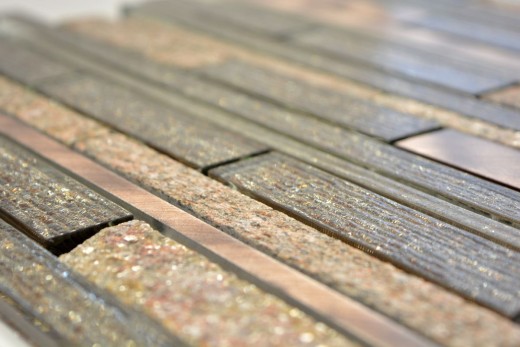 Mosaico di vetro pietra naturale aste alluminio mosaico bronzo rame glitter parete rivestimento piastrelle backsplash cucina WC - MOS49-GV74