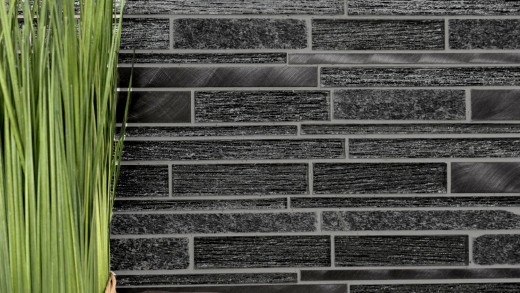 Mosaico di vetro pietra naturale tessere di mosaico alluminio nero antracite grigio scuro rivestimento pareti - MOS49-GV84